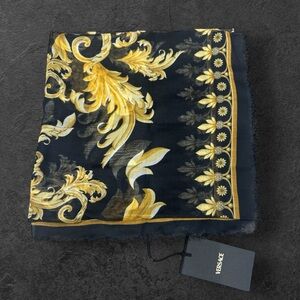Versace NTW Black and Gold Sheer Medusa Large Scarf